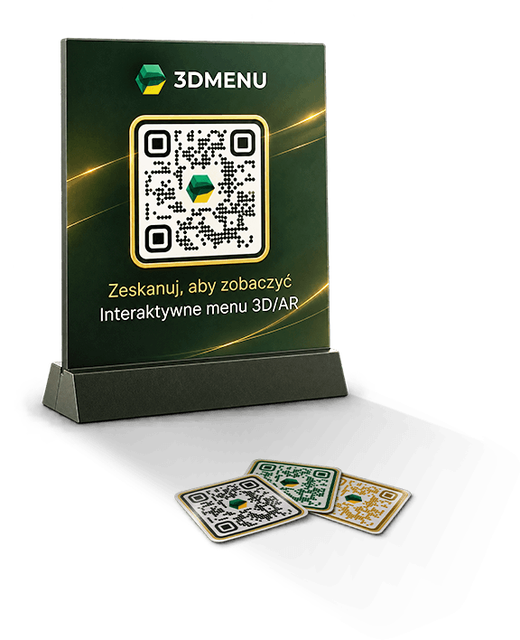 Présentoir de table 3DMenu avec QR code et autocollants QR code